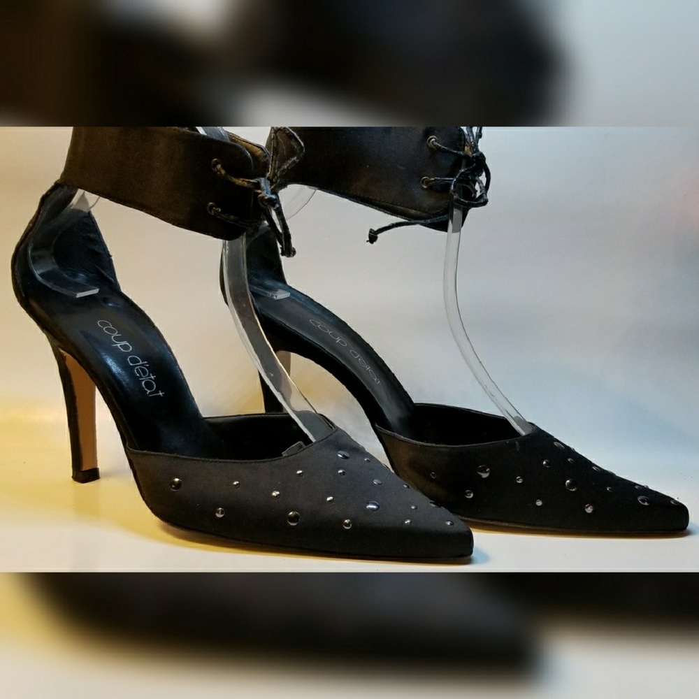 ⚘SALE⚘Sexy Black Satin Ankle Straps - Sz 10